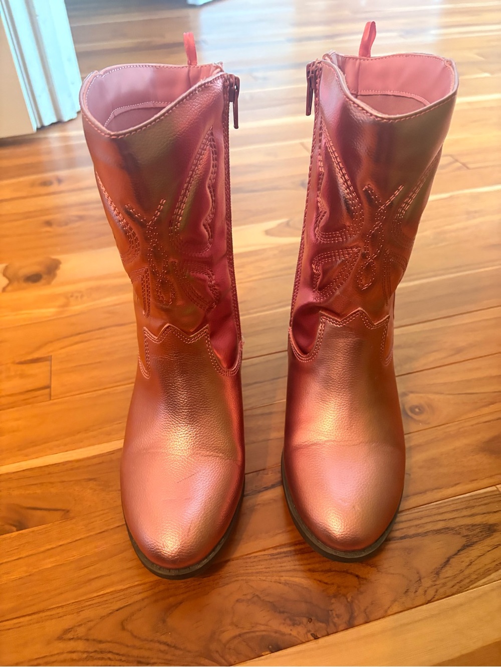Shiny Metallic Embroidered Western
Boots for Girls